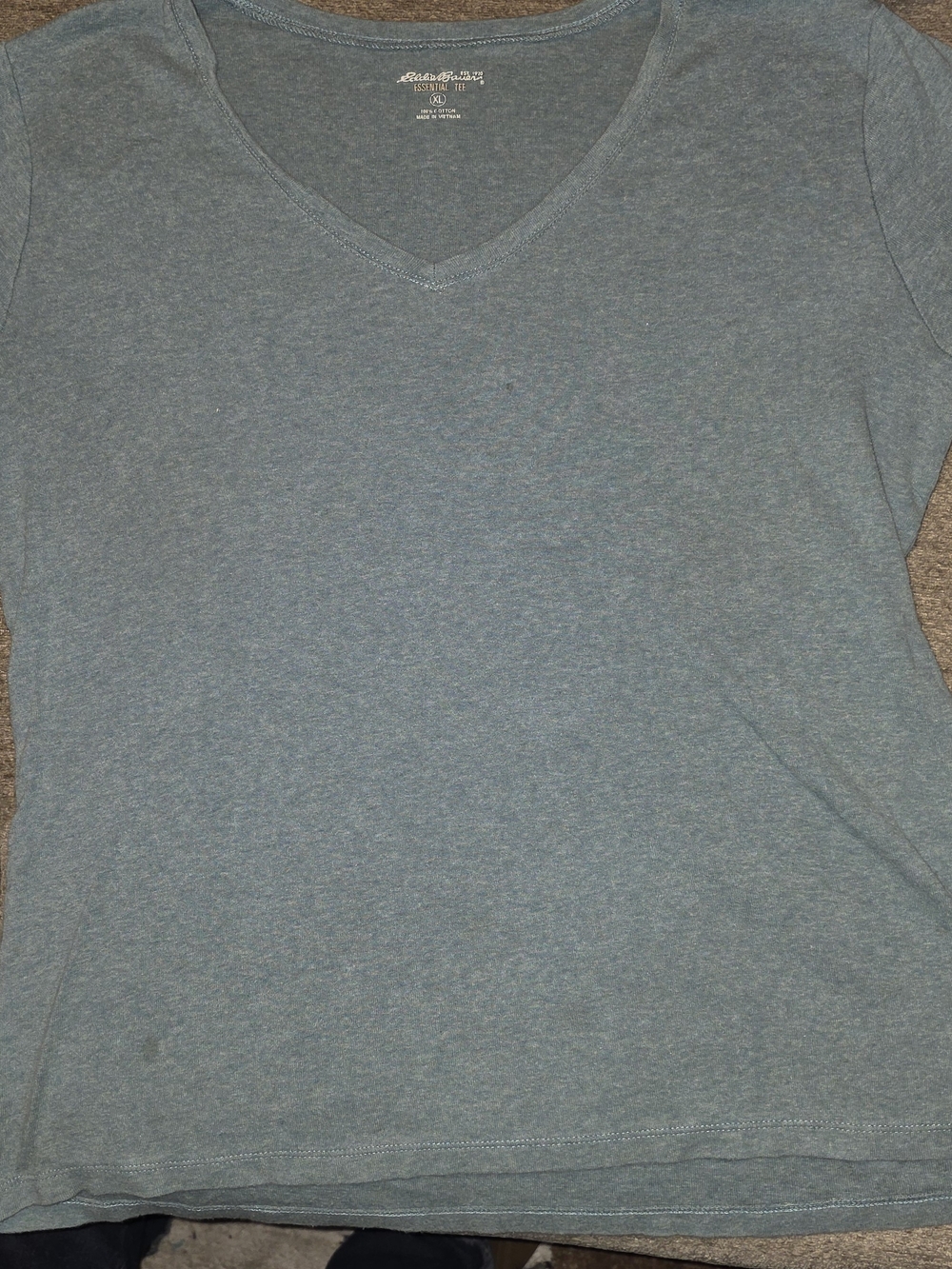 Eddie Bauer Heathered Blue V-Neck Short Sleeve Tee